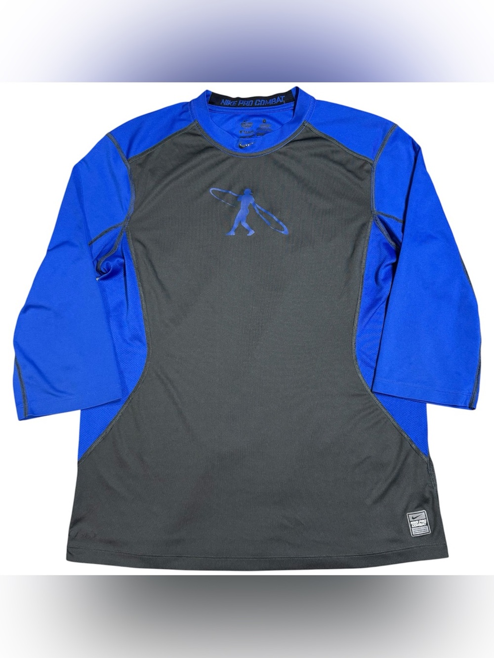 Nike Pro Combat Swingman Baseball Shirt Mens L Blue 3/4 Sleeve Ken Griffey Jr.